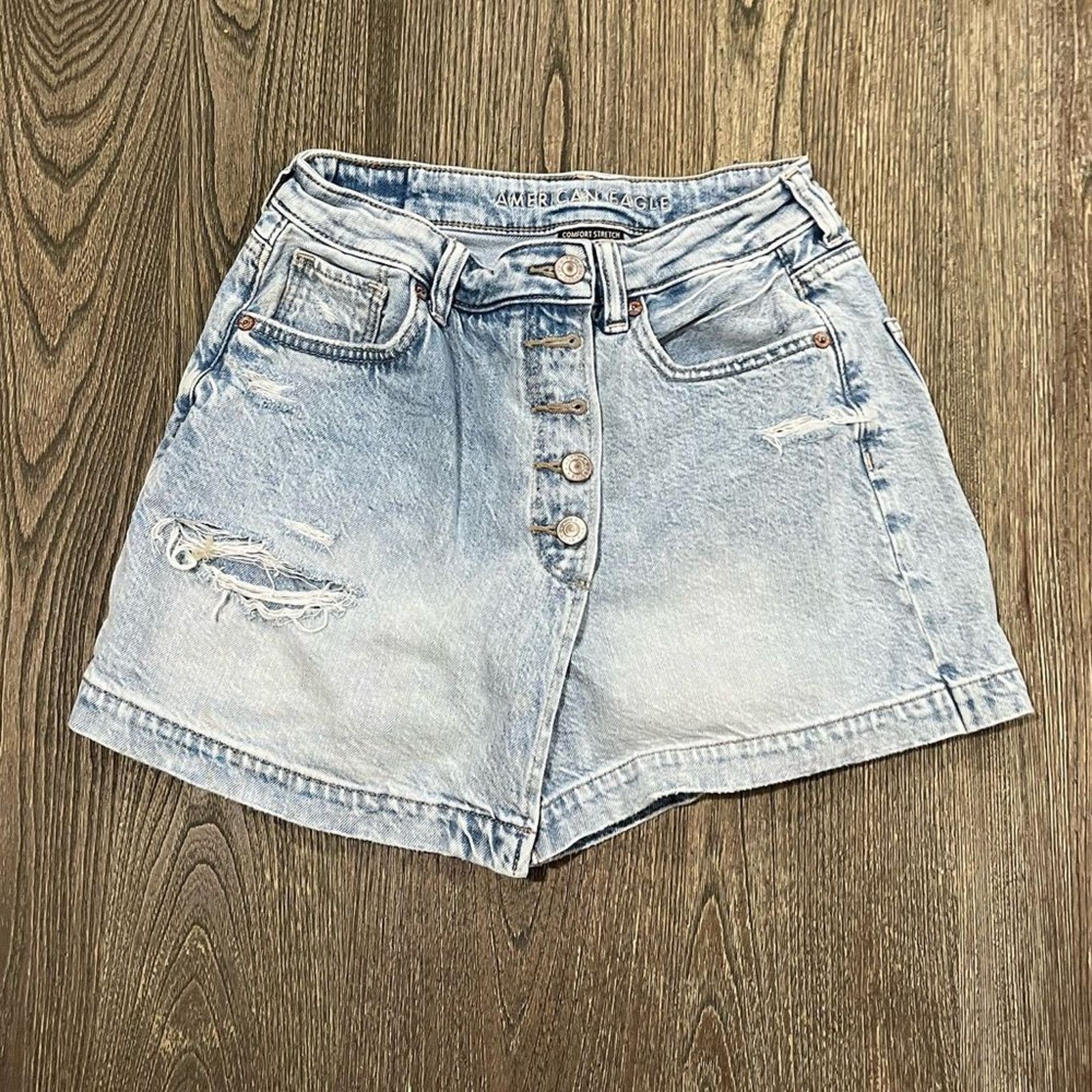 American Eagle Outfitters American Eagle High-Rise Jean Skort Comfort Waistband Blue 2 Size 26" / US 2 / IT 38 - 1 Thumbnail