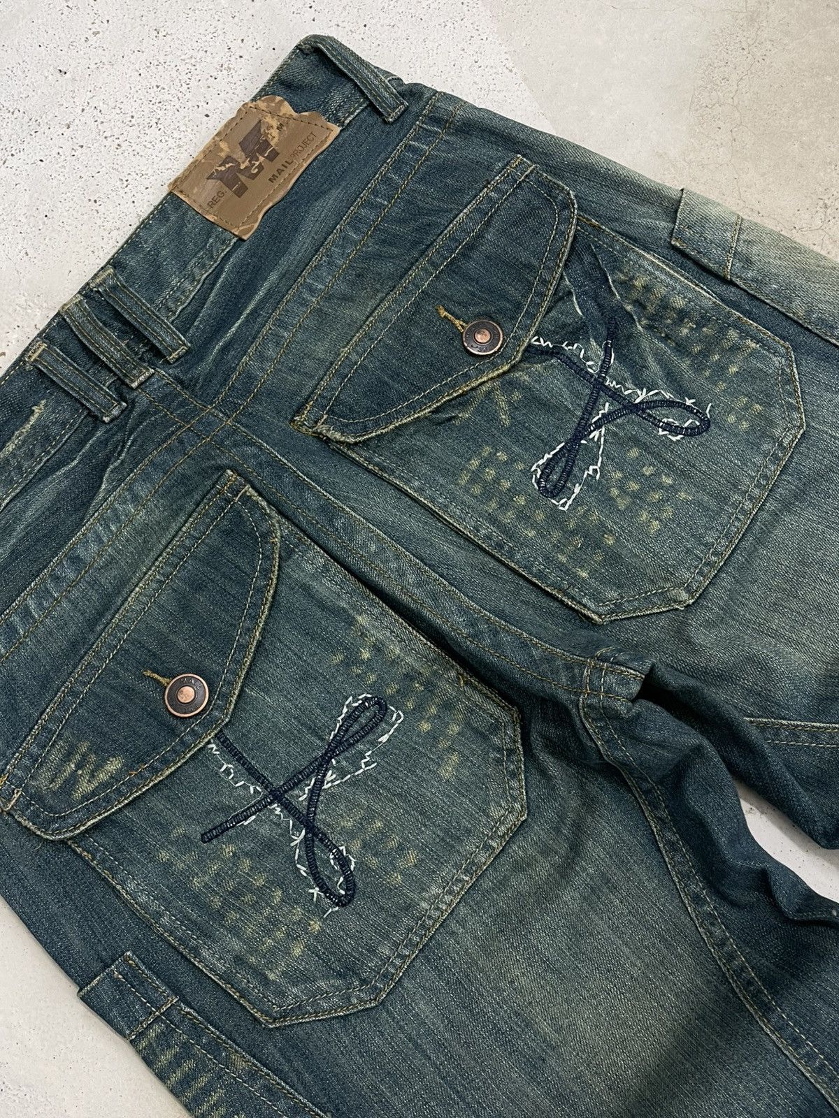 Japanese Brand Vintage Japan 90’s Mail Project Denim Division Flared Denim Size US 30 / EU 46 - 11 Thumbnail