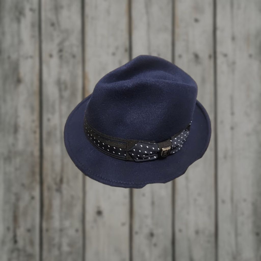 Stacy Adams Stacy Adams Fedora Hat Wool Large NAVY Felt Lined Wool Blend Men Black Friday, Formal, Party/Cocktail, Travel Size ONE SIZE - 1 Thumbnail