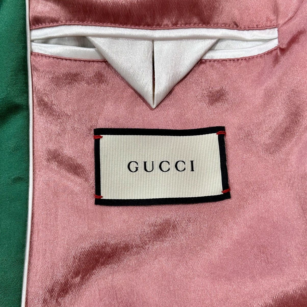 Gucci GUCCI GREEN PINK SATIN EMBROIDERED PANTHER BOMBER SIZE 50 L Size US L / EU 52-54 / 3 - 8 Thumbnail