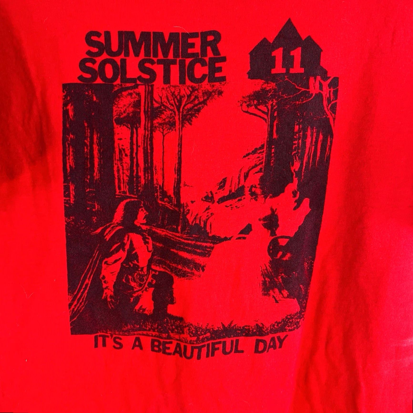 Hanes VINTAGE Hanes Beefy-T Summer Solstice T-Shirt Mens Size L Red 90s Graphic Nature Space Stars Size US L / EU 52-54 / 3 - 2 Thumbnail