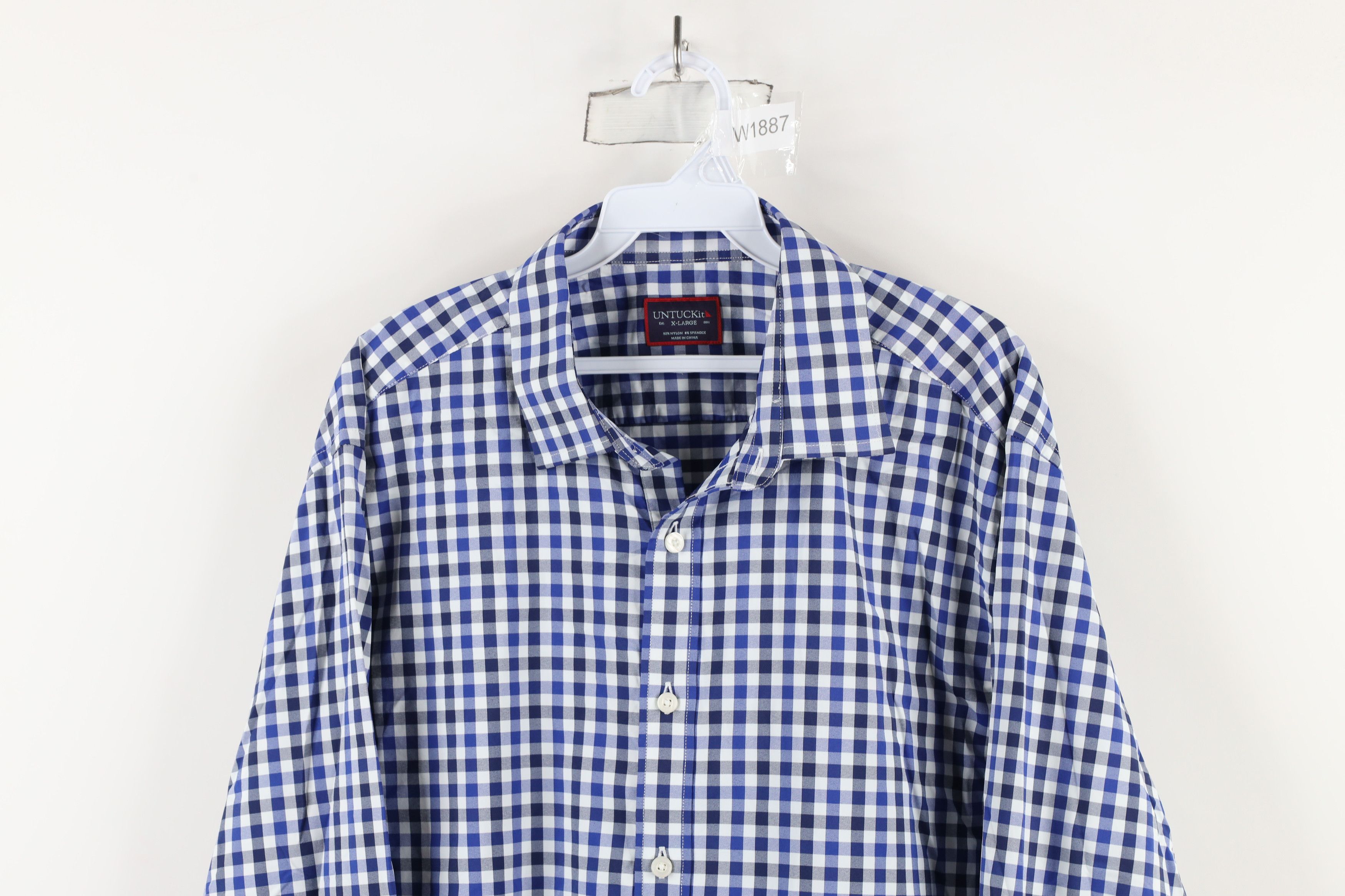 UNTUCKit × Vintage Untuckit Gingham Plaid Collared Button Down Shirt Blue Size US XL / EU 56 / 4 - 2 Thumbnail