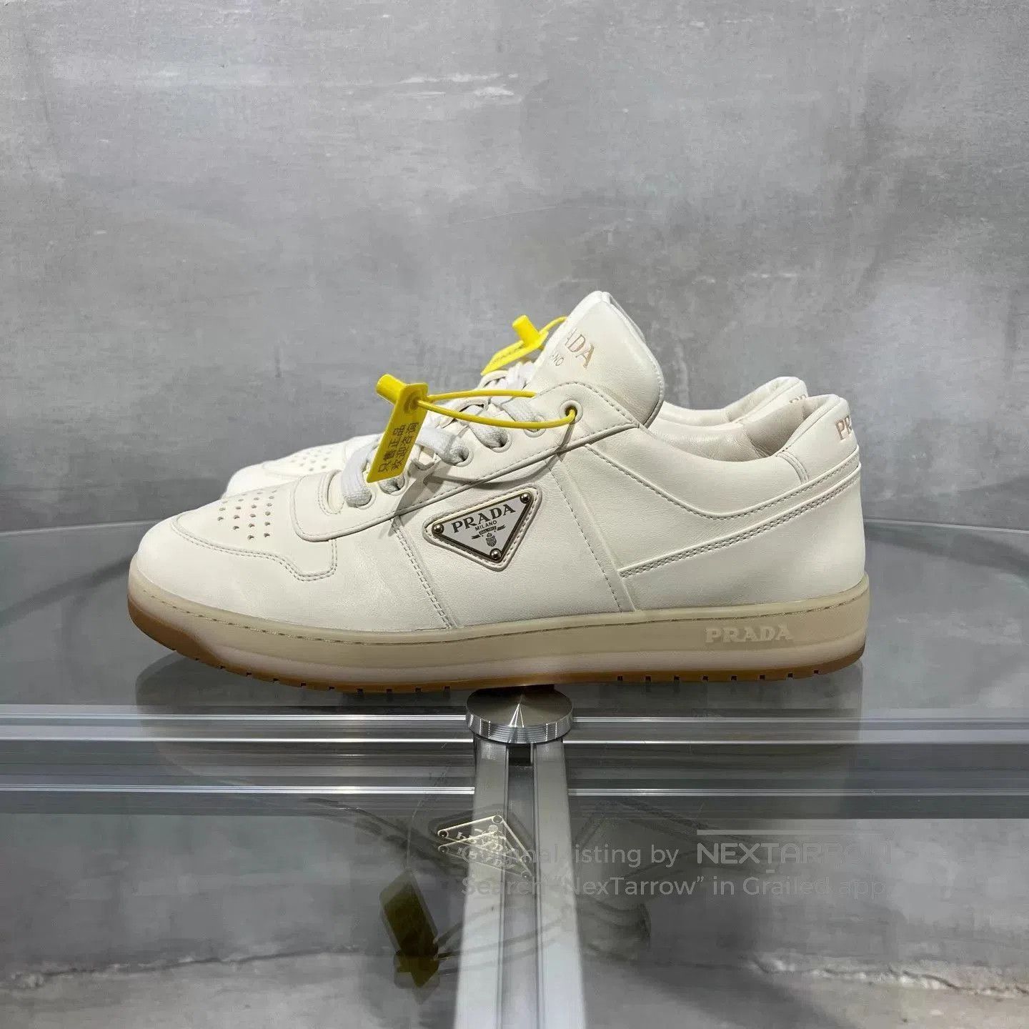 Prada White Low-Top Leather Sneakers Size 9. Size US 9 / EU 42 - 3 Thumbnail