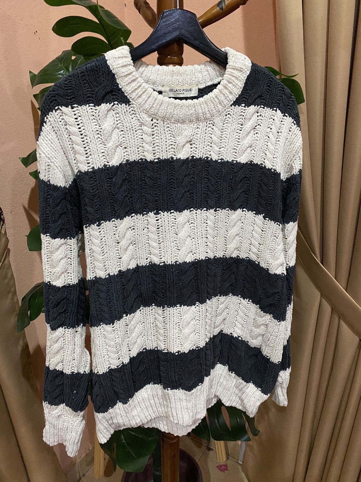 Japanese Brand Gelato Pique Homme Striped Knit Sweater | Cozy Loungewear Size US M / EU 48-50 / 2 - 3 Thumbnail