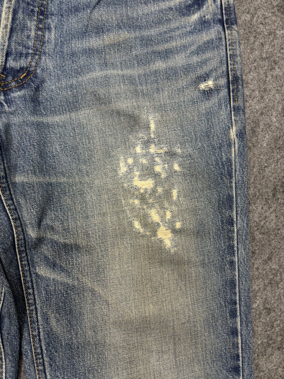 Japanese Brand 💥Vintage LOUNGE LIZARD Japan Crash Distressed Denim F679 Size US 33 - 9 Thumbnail