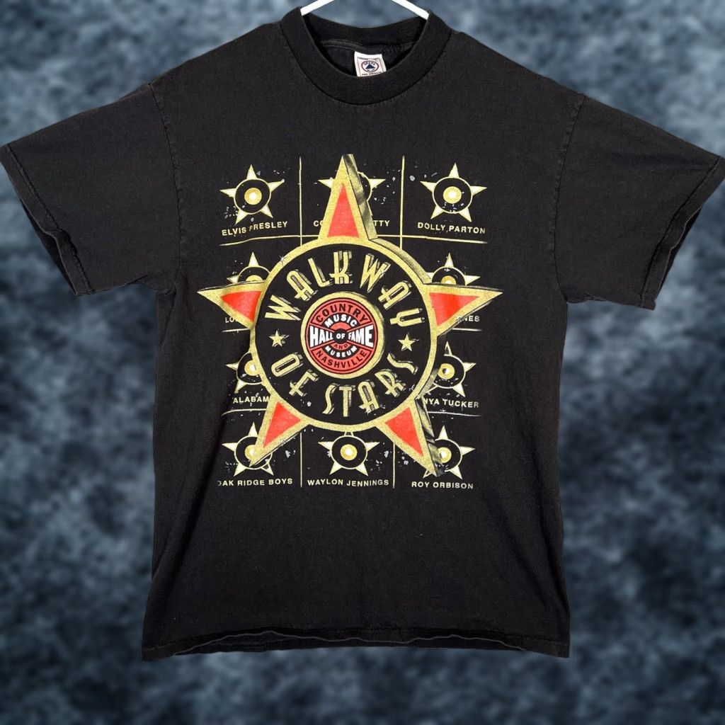 Delta VINTAGE A1 Delta T Shirt Men Adult Large Black Country Music Hall Of Fame Walkway Of Stars Graphic Print Crew Neck Short Sleeve Regular Mens Size US L / EU 52-54 / 3 - 1 Thumbnail