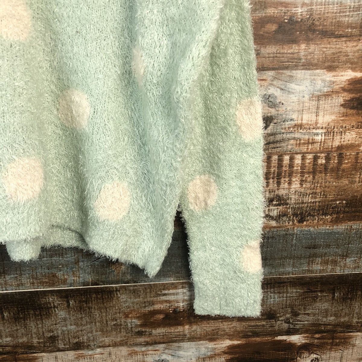 Japanese Brand DL C.O.L.Z.A Green Mohair Fur shaggy Knitwear #C370 Size L / US 10 / IT 46 - 8 Thumbnail