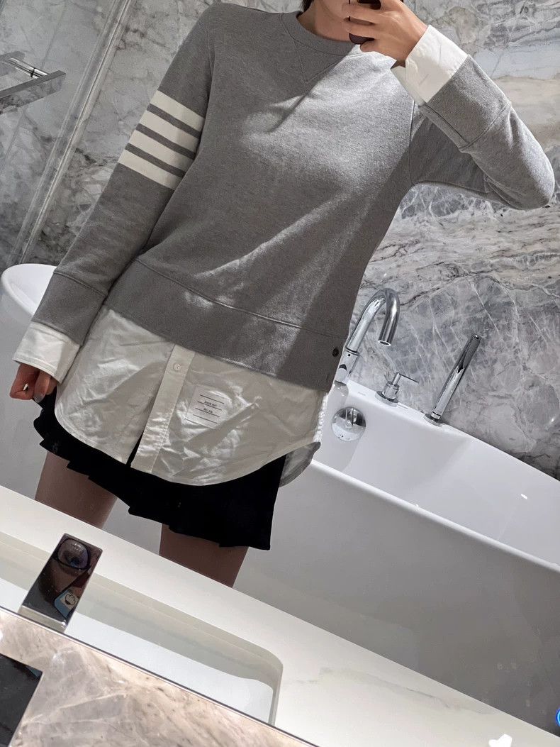Thom Browne Thom browne Gray fake two-piece women's pullover sweatshirt Size S / US 4 / IT 40 - 1 Thumbnail