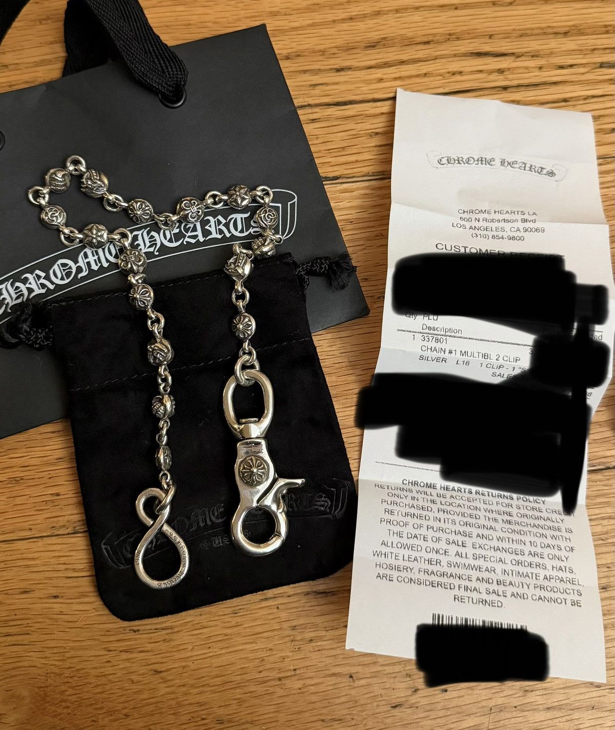 Chrome hearts silver wallet chain multi ball 1 clip short 