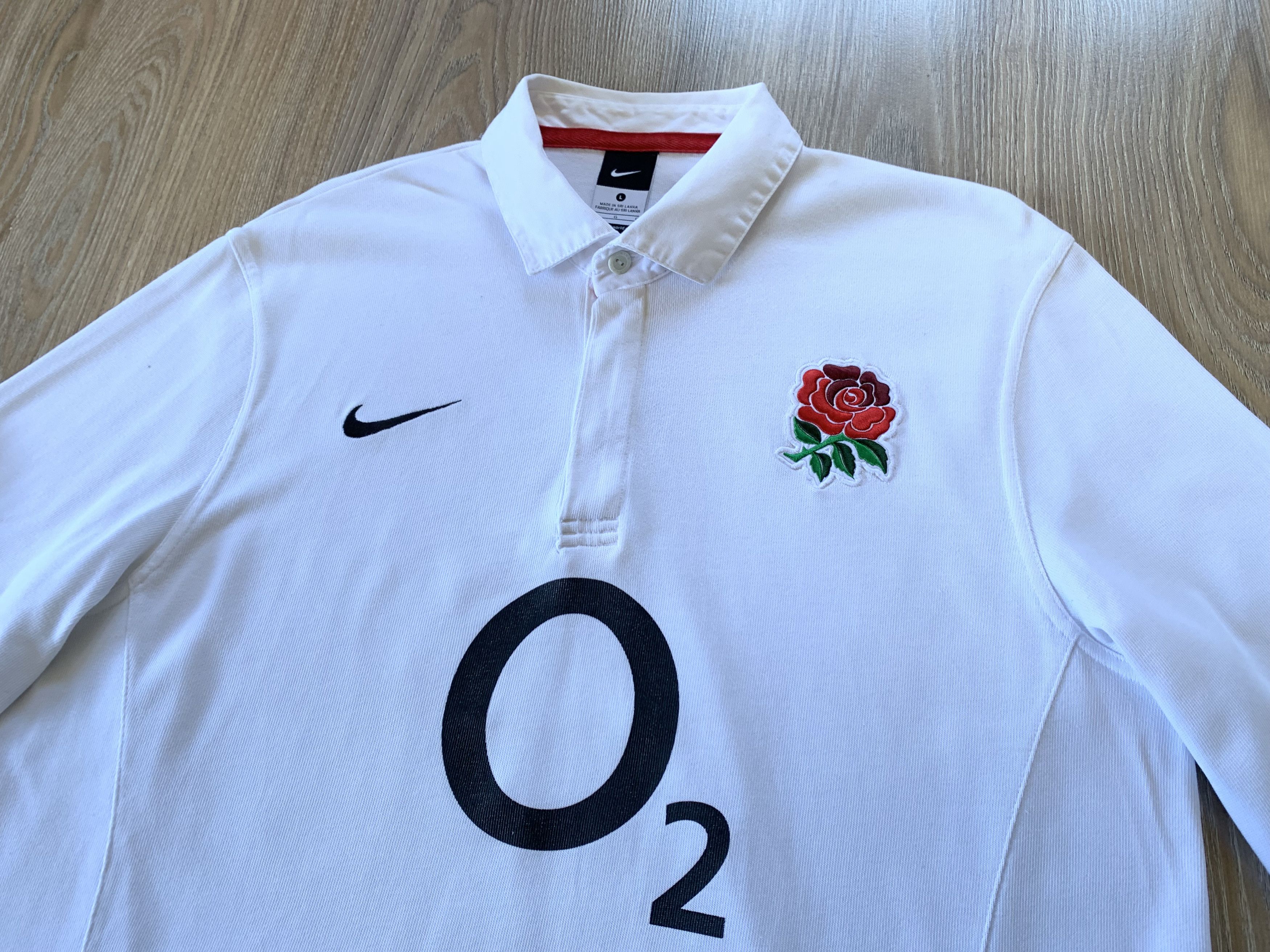 Nike × Vintage Nike England O2 Long Sleeve Cotton Rugby Jersey Size US L / EU 52-54 / 3 - 4 Thumbnail