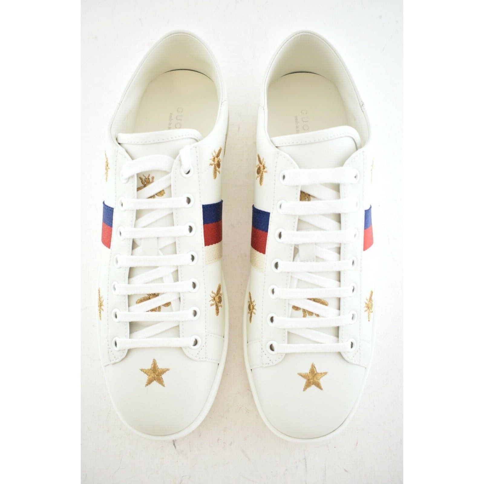 Gucci Gucci White Star Bee Gold Flat Low Top Lace Up Tie Sneaker Size US 12 / IT 42 - 7 Thumbnail