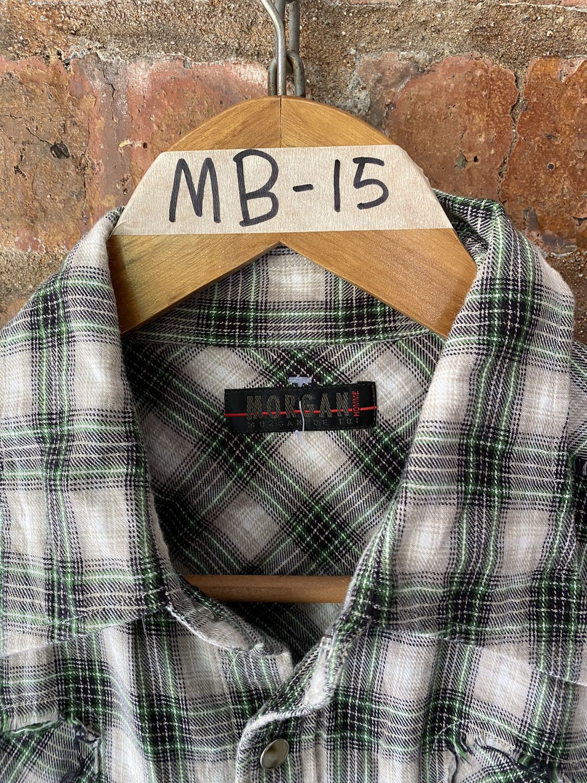 5351 POUR LES HOMMES 2000s Morgan Home Unfinished fringe shadow shirt Size US M / EU 48-50 / 2 - 5 Thumbnail
