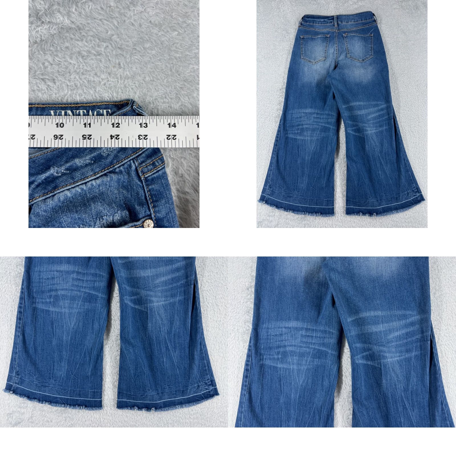 Vintage VINTAGE Rewash Jeans Women's Blue Denim 3 Wide-Leg Distressed 25x24 Low Rise 24 Inseam 5-Pocket Mens? Size 26" / US 2 / IT 38 - 9 Thumbnail