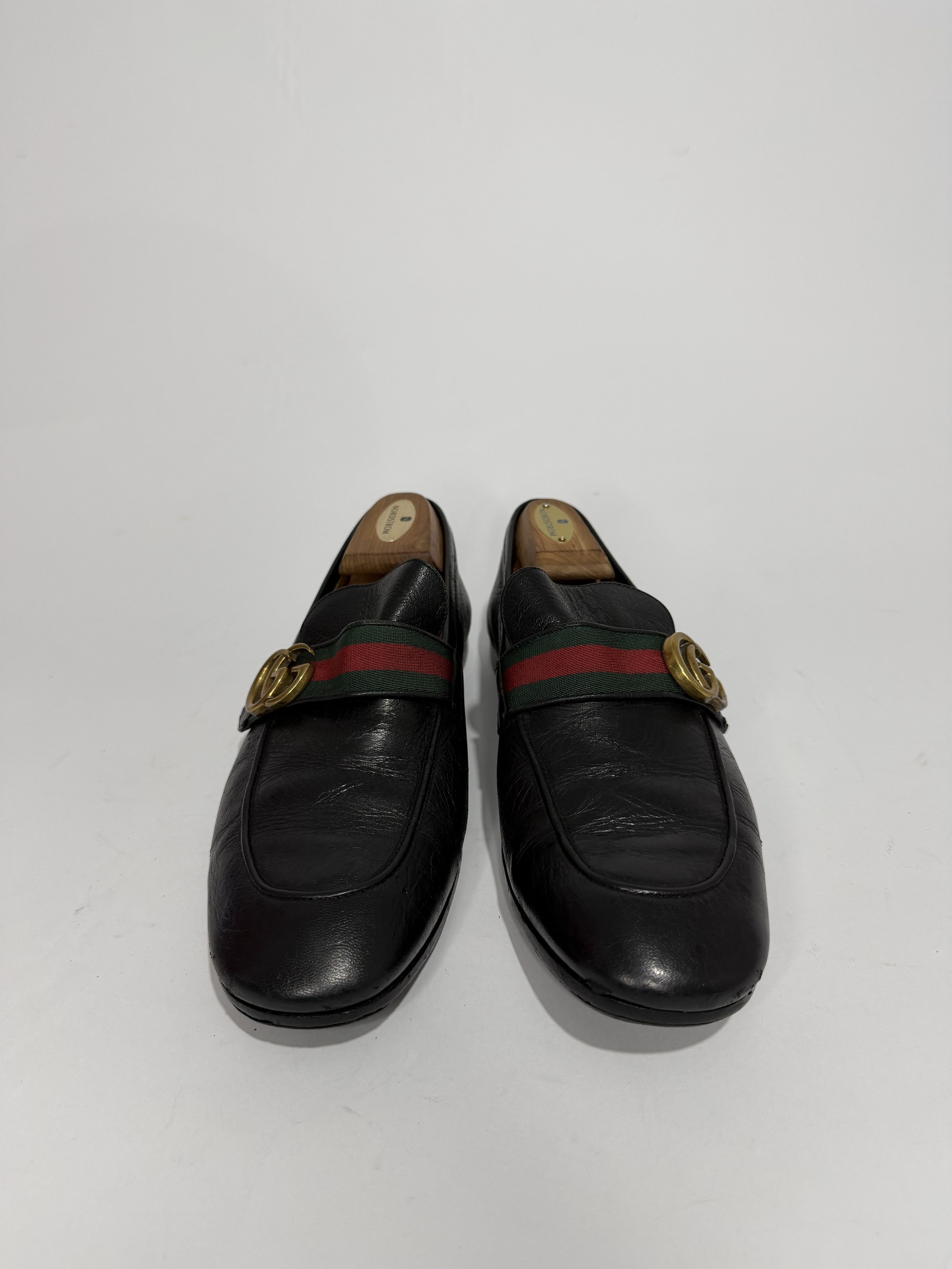 Gucci Gucci Black Leather GG Web Penny Loafers Size US 8.5 / EU 41-42 - 2 Thumbnail