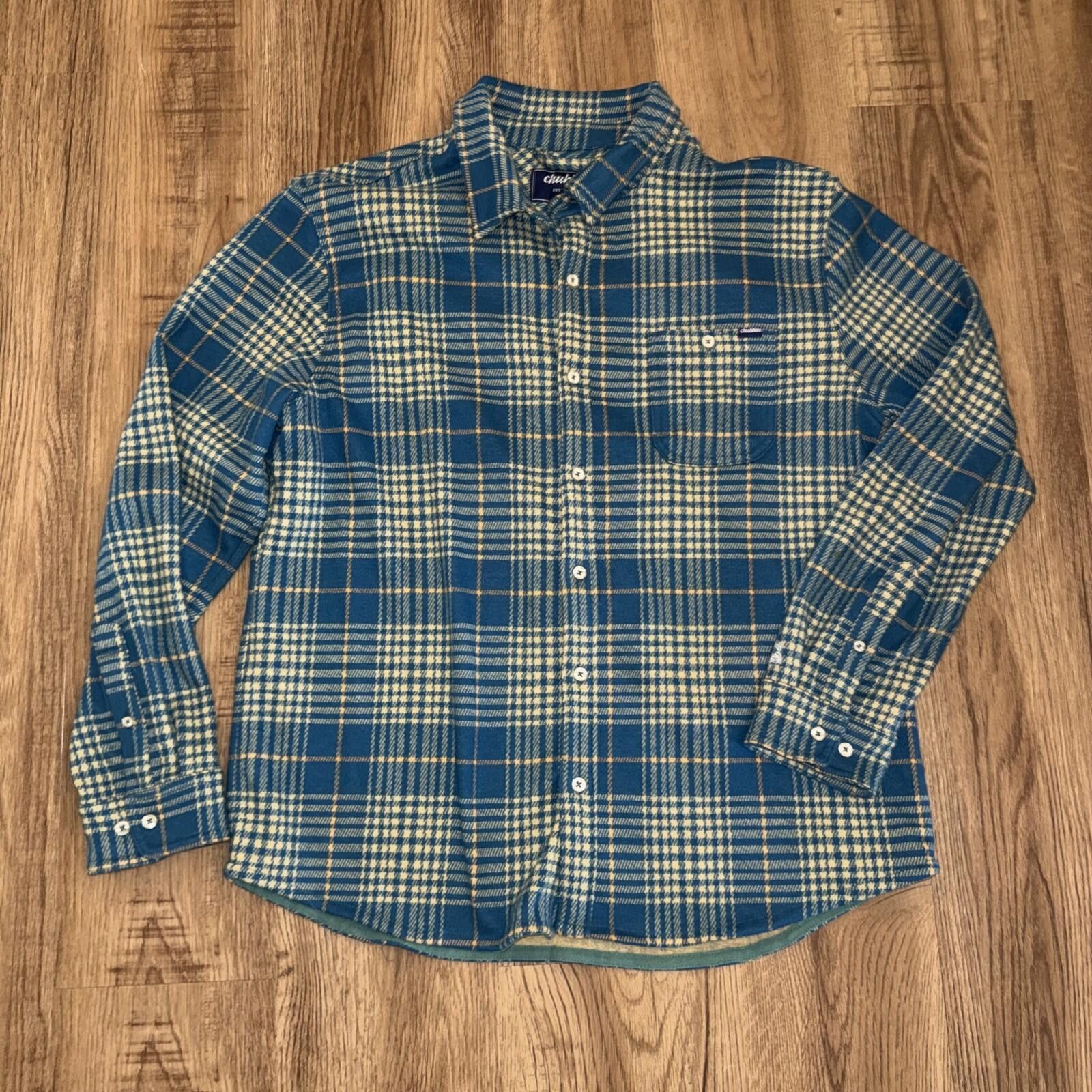 Chubbies Chubbies Mens Fleece Flannel Overshirt Plaid Blue Turquoise Size US L / EU 52-54 / 3 - 2 Thumbnail