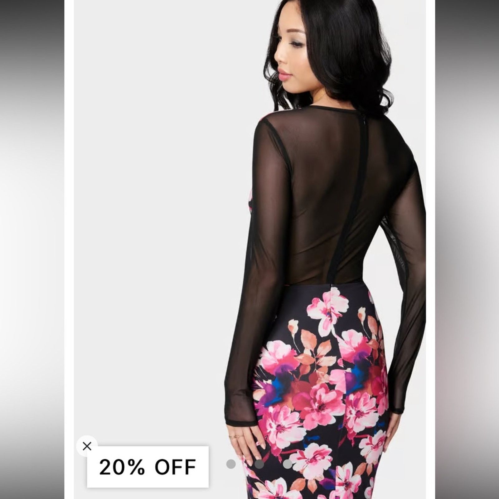 Bebe 039- NWT Bebe $139 PRINTED MESH INSET MIDI DRESS Size S Size S / US 4 / IT 40 - 3 Thumbnail