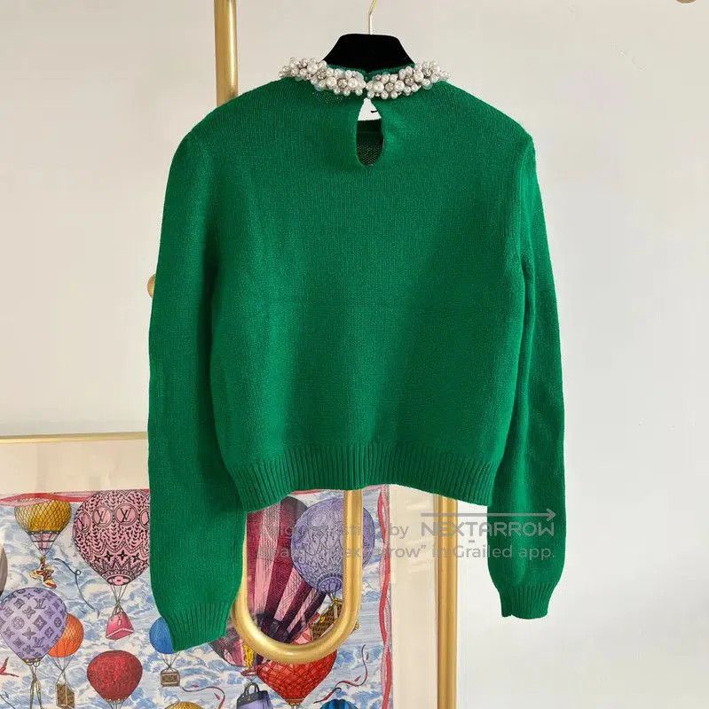 Miu Miu Miu Miu Green Cashmere Long Sleeve Sweater . Size L / US 10 / IT 46 - 2 Thumbnail