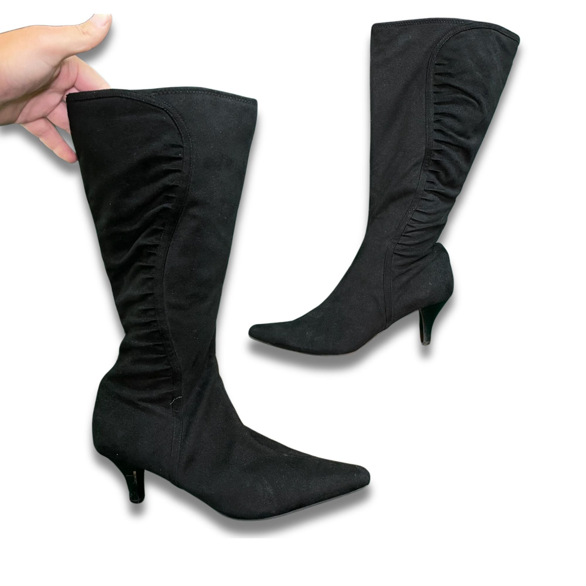 Other Impo Stretch Knee-High Faux Suede Boots Black Womens Size 10 Size US 10 / IT 40 - 3 Thumbnail