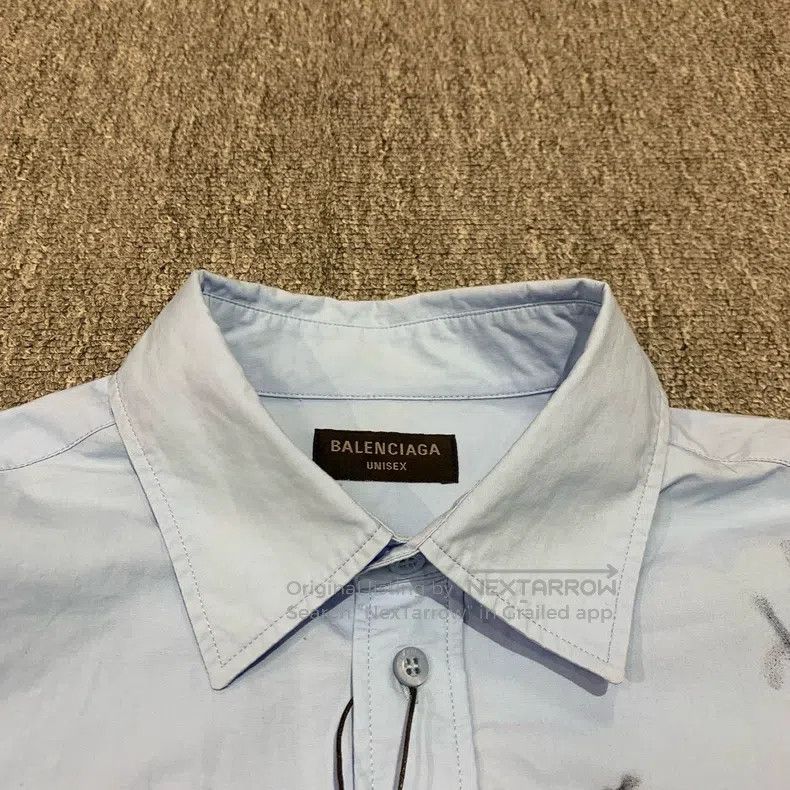 Balenciaga Balenciaga Blue Printed Graffiti Shirt Jacket Size US M / EU 48-50 / 2 - 8 Thumbnail