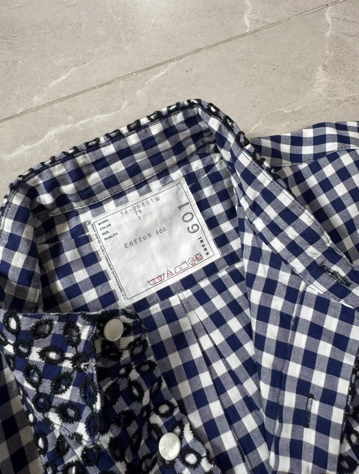 Sacai Sacai Plaid Shirt with Embroidered Collar J34 Size US XS / EU 42 / 0 - 5 Thumbnail