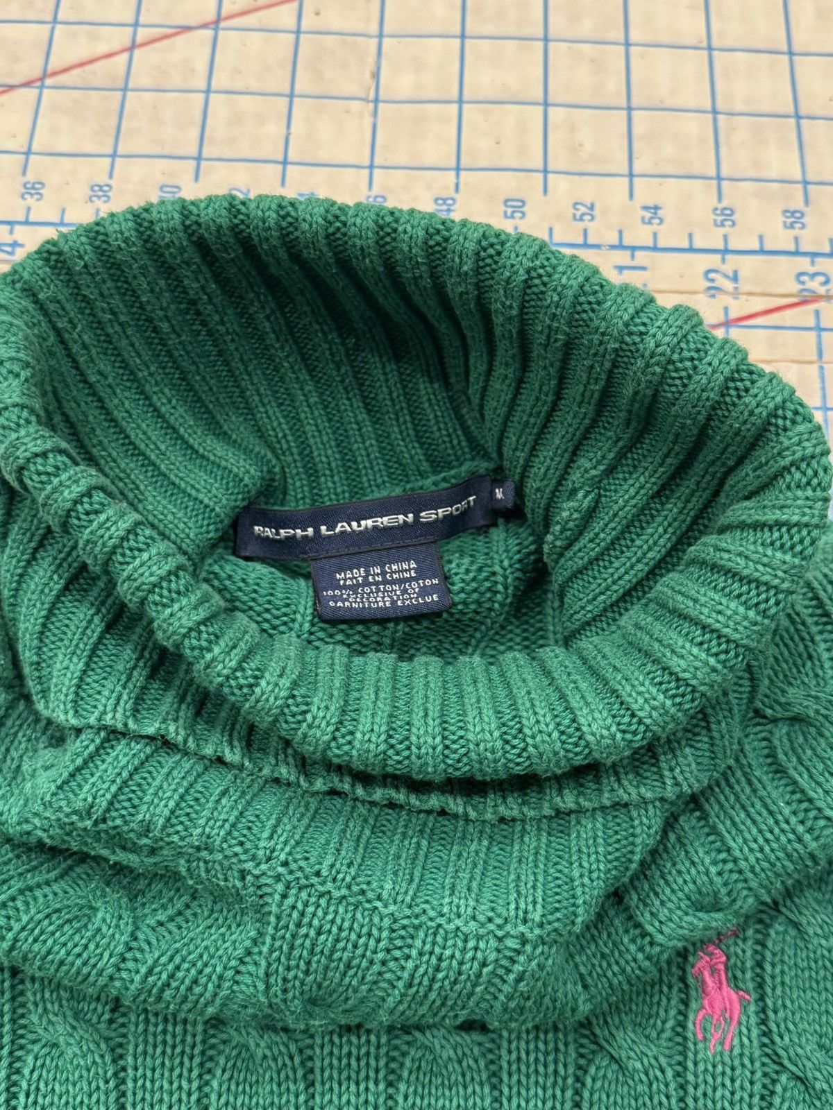 Ralph Lauren Ralph Lauren Sport Cable Knit Turtle Neck Sweater Green Med Size M / US 6-8 / IT 42-44 - 5 Thumbnail