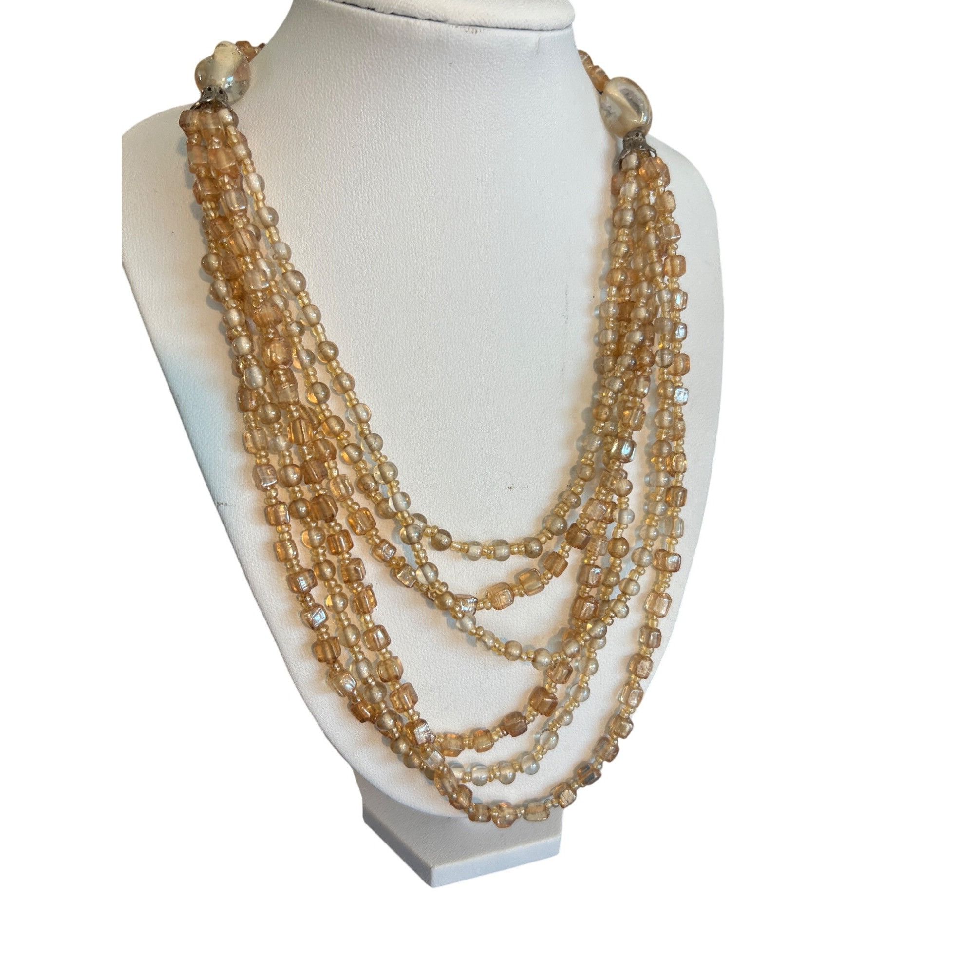 Other Vintage Multi Strand Champagne Glass Beaded Necklace Silver Size ONE SIZE - 1 Thumbnail