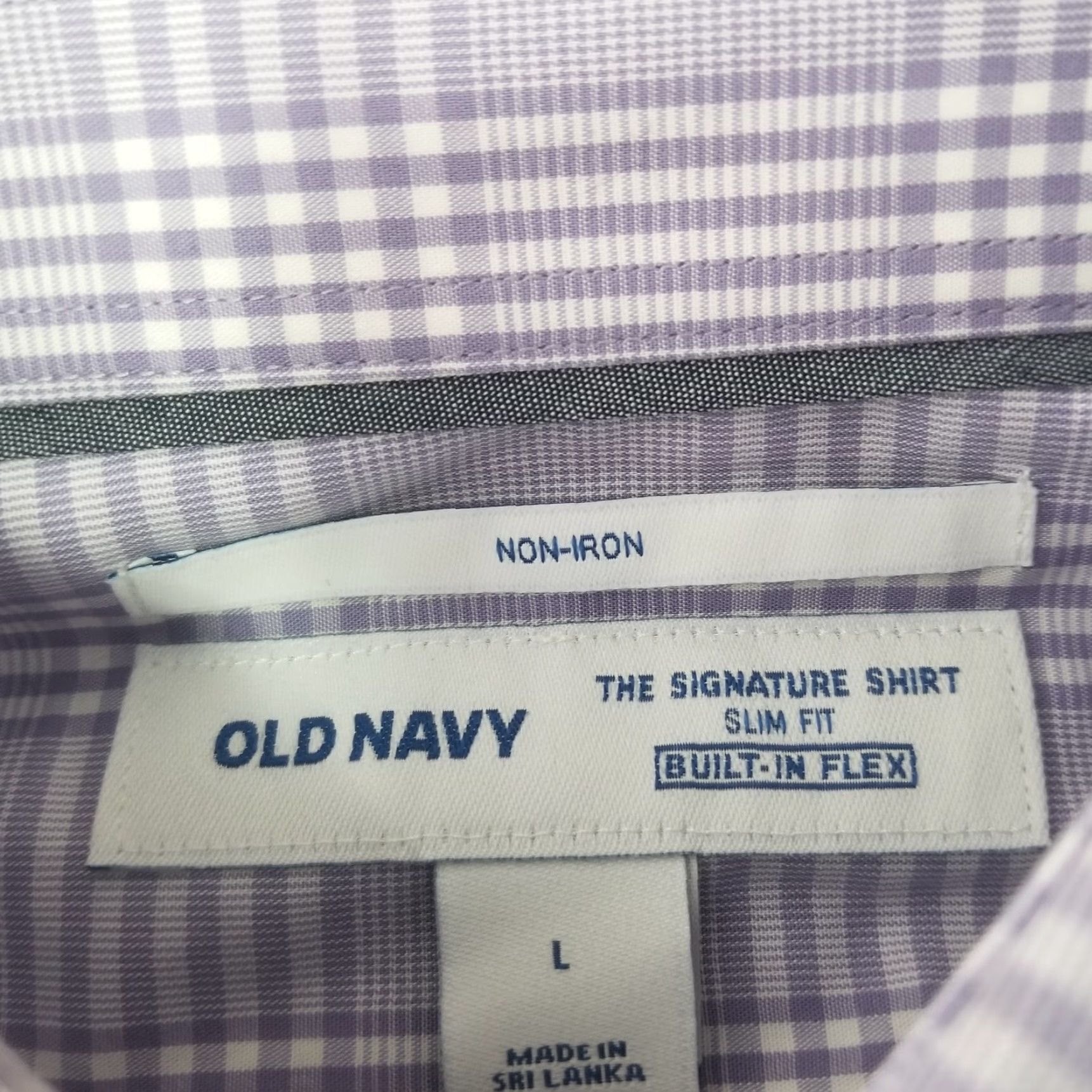 Old Navy Old Navy Mens Shirt Slim Fit Button-Up Long Sleeve Purple White Check Casual Size US L / EU 52-54 / 3 - 4 Thumbnail