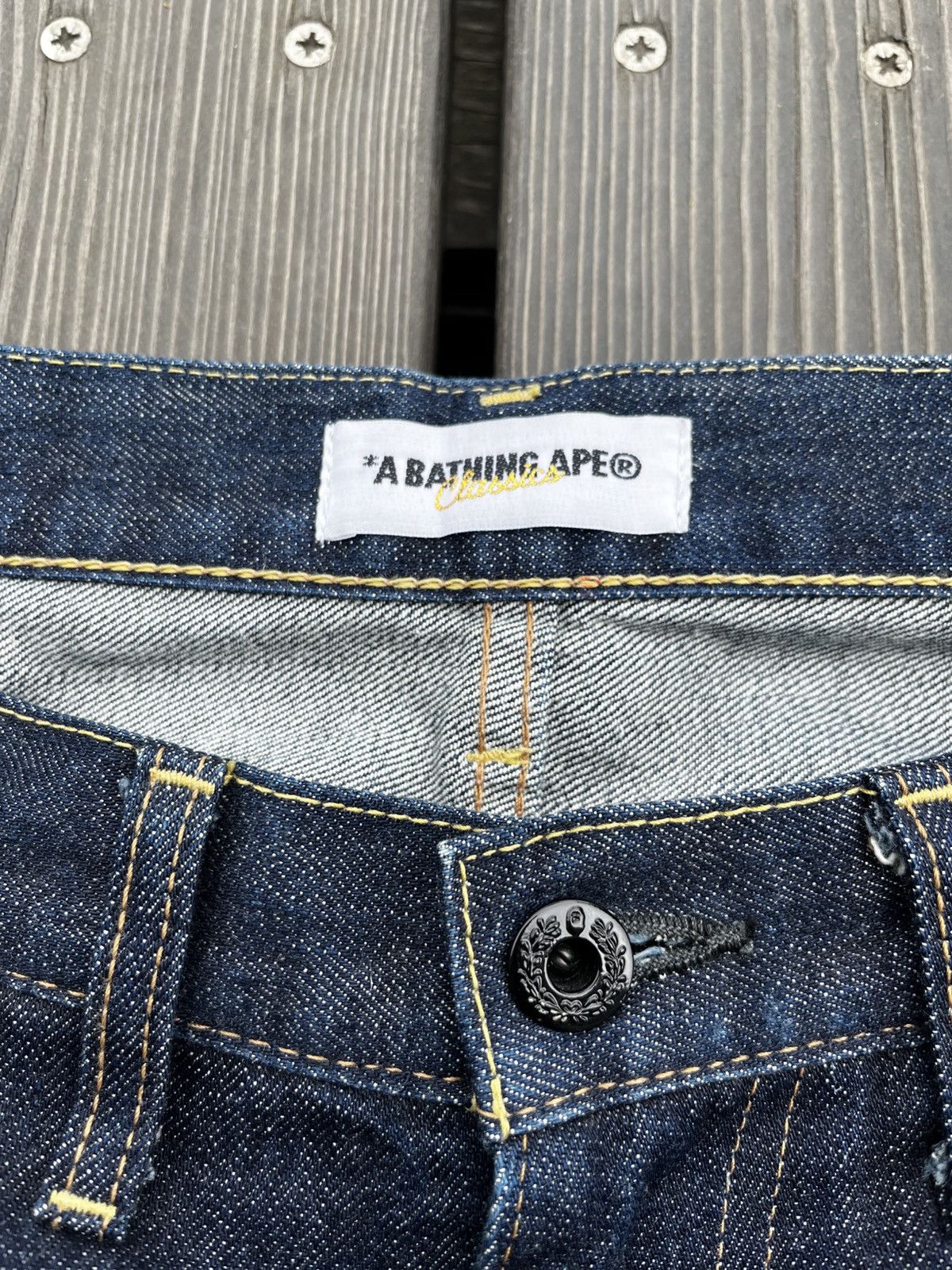 Vintage RARE🔥Bape Tiger Vintage Denim Shorts Big Logo Jeans Y2K Size US 32 / EU 48 - 8 Thumbnail