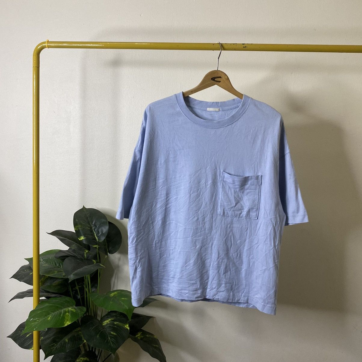 GU GU Single Pocket Baby Blue Blank Oversized T Shirt Size US XL / EU 56 / 4 - 1 Thumbnail