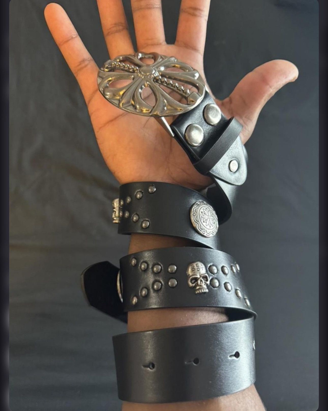 Other Black leather belt Size 32 - 1 Thumbnail