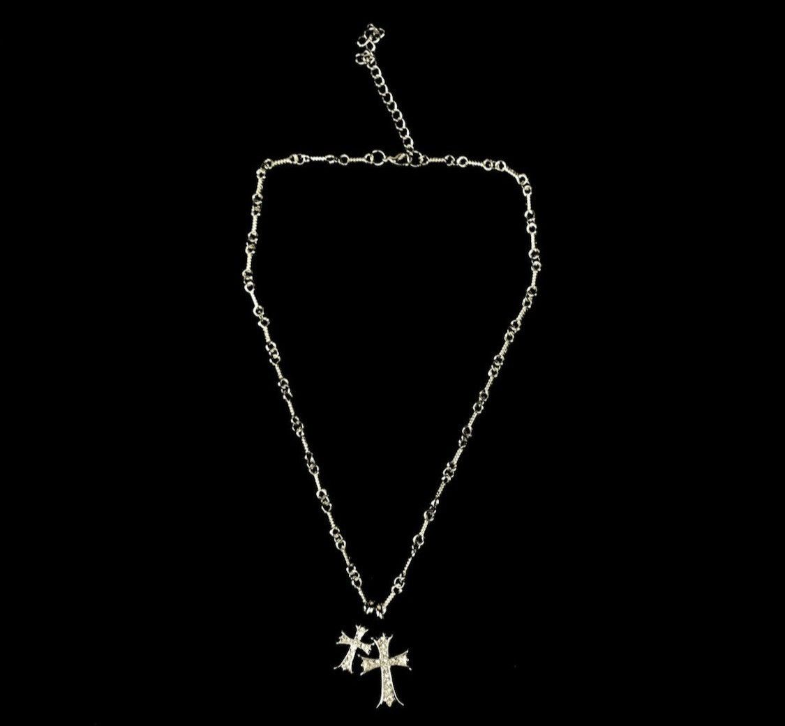 Jewelry Double Cross Necklace Punk Gothic Chain Size ONE SIZE - 4 Thumbnail