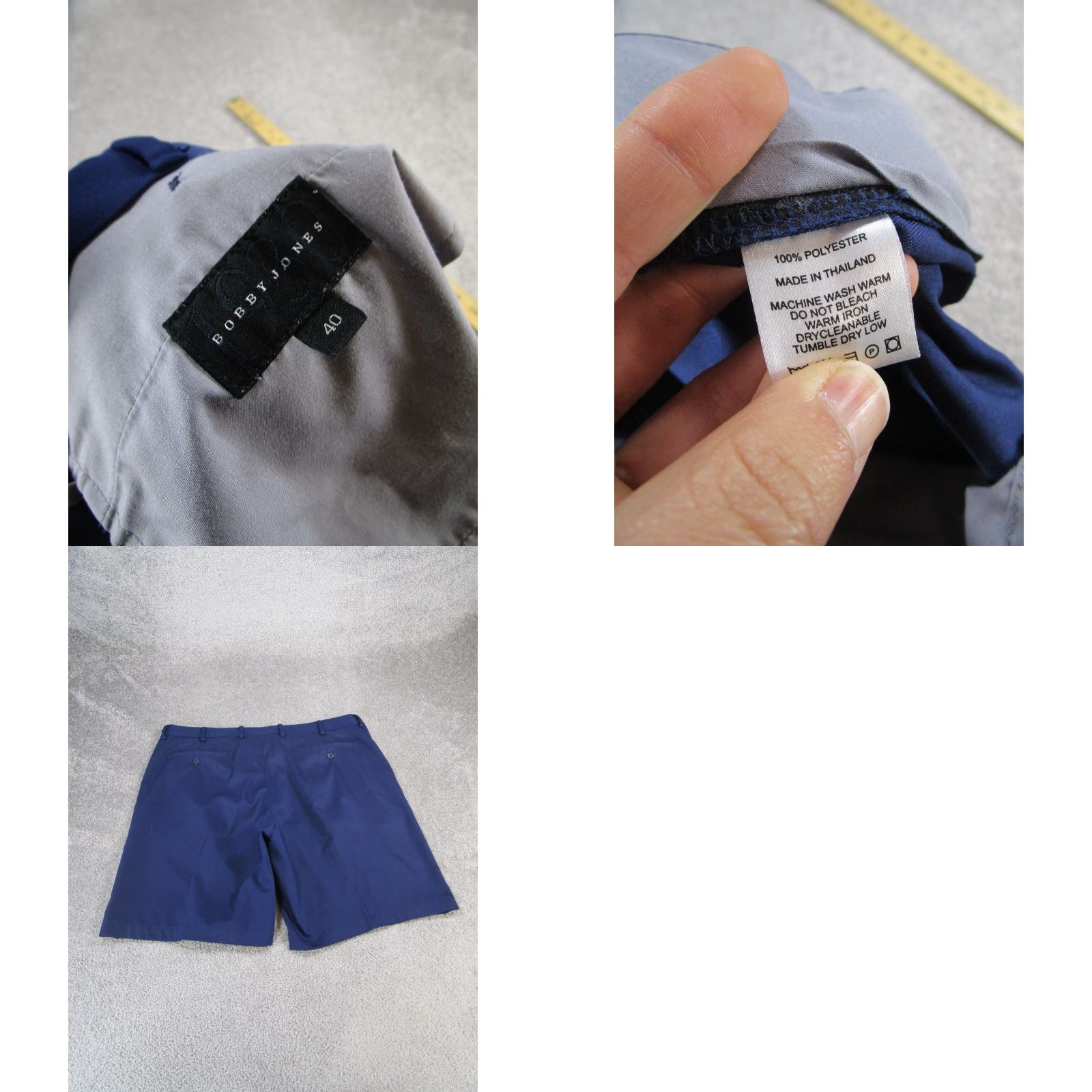 Vintage Bobby Jones Shorts Mens 40 Dark Blue Polyester Chino Size US 40 / EU 56 - 8 Thumbnail