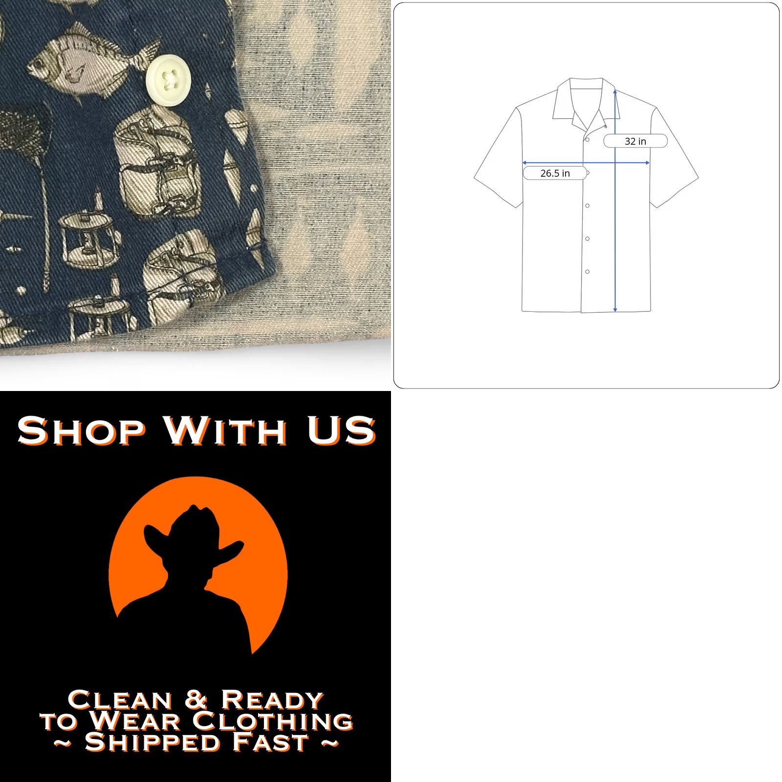 Vintage VINTAGE Woolrich Shirt Blue Fishing Tackle Reel Button-Up Adult XL Short Sleeve Mens Size US XL / EU 56 / 4 - 8 Thumbnail