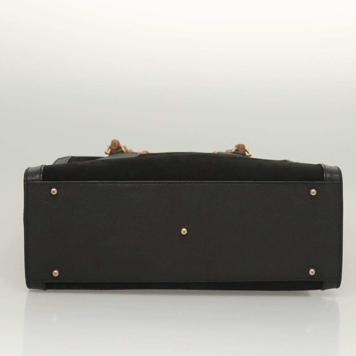 Gucci GUCCI Bamboo Hand Bag Suede Black Gold Size ONE SIZE - 9 Thumbnail