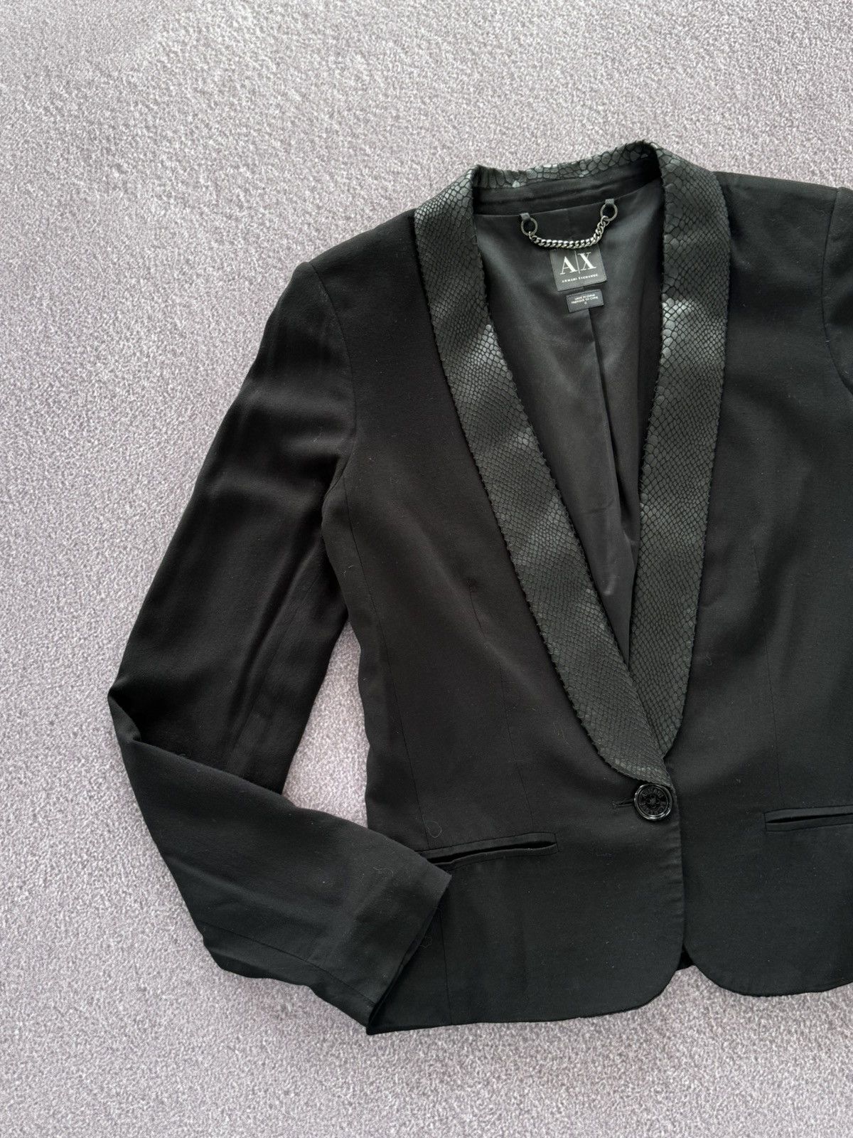 Armani Armani Vintage 00s Snake Skin Collar Designer Blazer Size M / US 6-8 / IT 42-44 - 4 Thumbnail