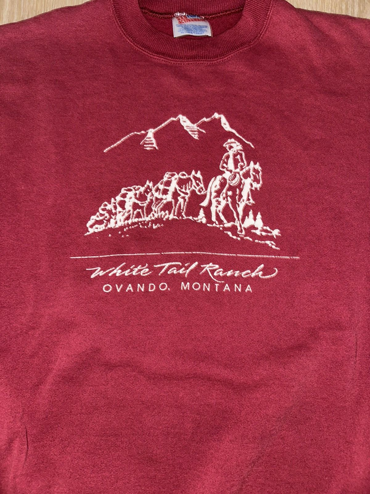 Hanes Vintage White Tail Ranch Ovando Montana Sweatshirt Size US XXL / EU 58 / 5 - 3 Thumbnail