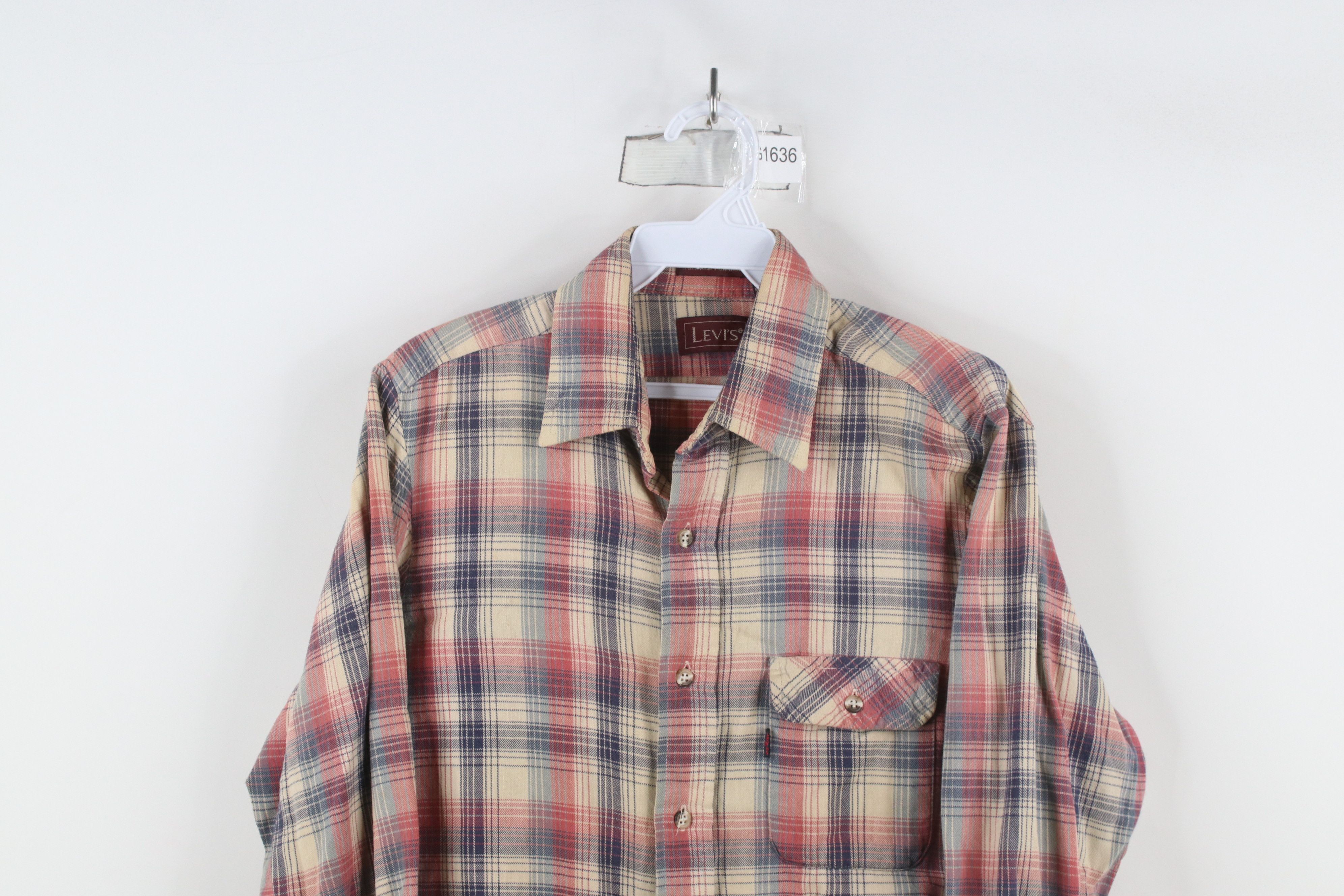Levi's × Vintage Vintage 70s 80s Levis Flannel Collared Button Shirt Plaid Size US M / EU 48-50 / 2 - 2 Thumbnail