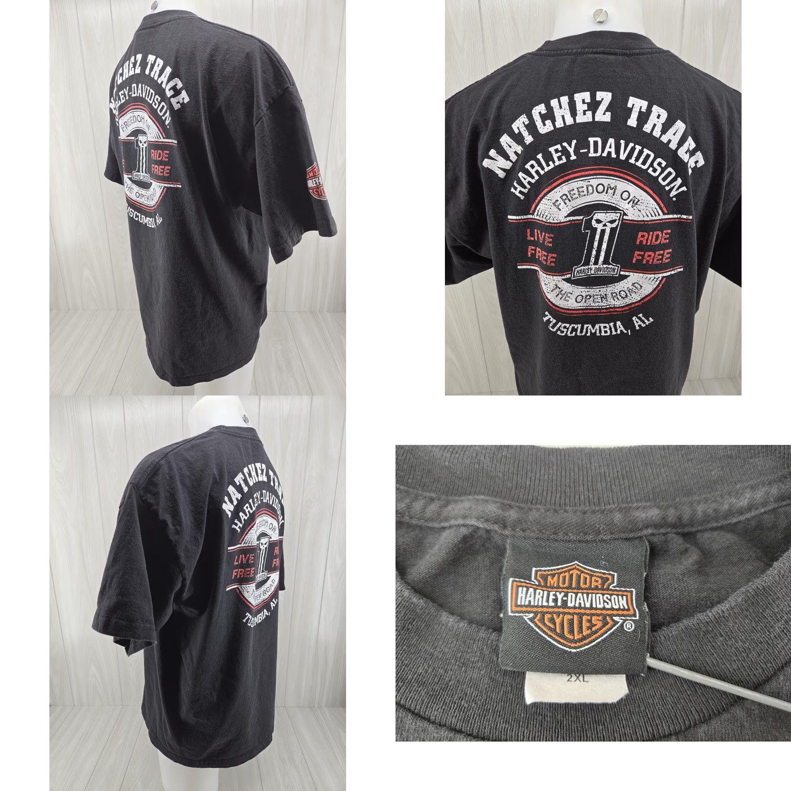 Harley Davidson Harley-Davidson Shirt Mens 2XL Black Natchez Trace Tuscumbia AL 2XL Size US XXL / EU 58 / 5 - 8 Thumbnail