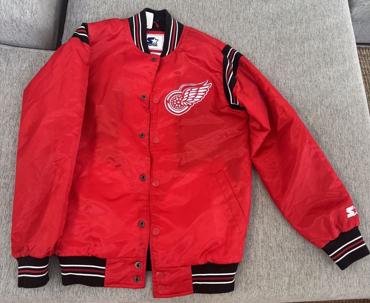 Vintage Detroit Red Wings Starter Satin Jacket, image size:1200x982