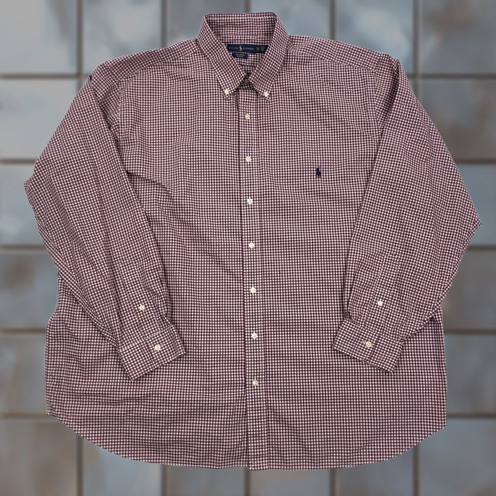 Ralph Lauren Ralph Lauren Shirt Mens 3XB Big & Tall Red White Gingham Check Cotton Stretch Button-Up Collared Long Sleeve Casual Business Travel Size US XXL / EU 58 / 5 - 1 Thumbnail
