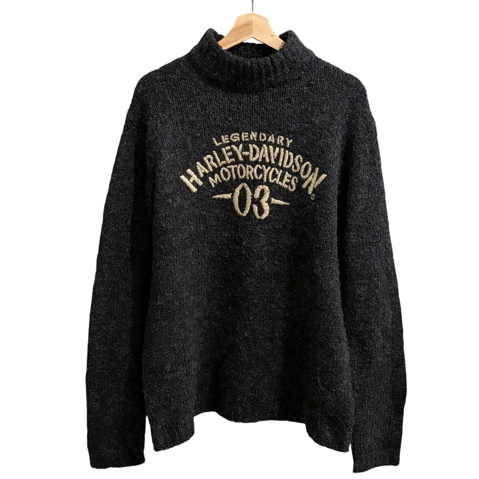 Harley Davidson VINTAGE Harley Davidson Sweater Mens M Gray 90s Biker Motorcycle Mock Neck Pullover Knit - Knit Style: Tight-Knit, Embroidered graphics Size US M / EU 48-50 / 2 - 2 Thumbnail