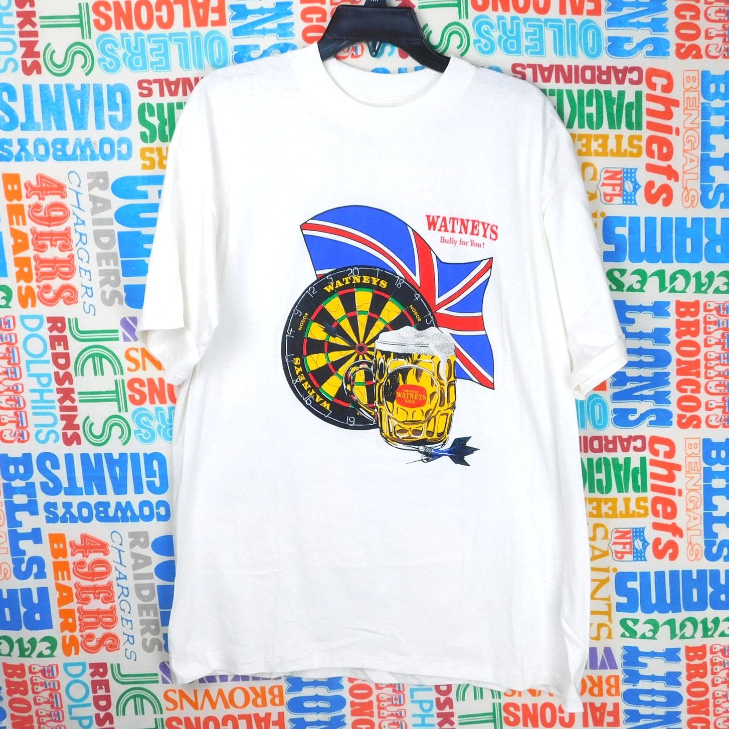 Hanes 90s Watneys Beer T Shirt Size XL Dartboard Flag Graphic Size US XL / EU 56 / 4 - 1 Thumbnail