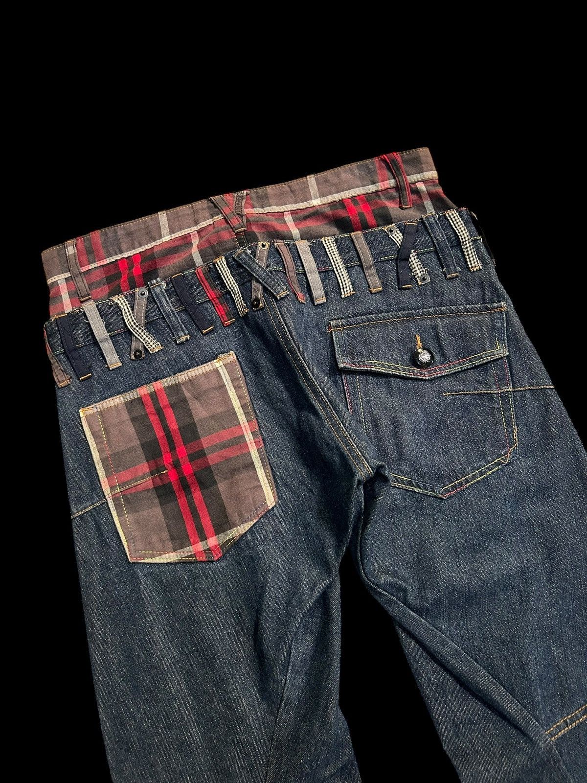 Japanese Brand × Kapital × Vintage DOUBLE WAIST JAPANESE PUNK GRUNGE STYLE DENIM JEANS Size US 32 / EU 48 - 5 Thumbnail