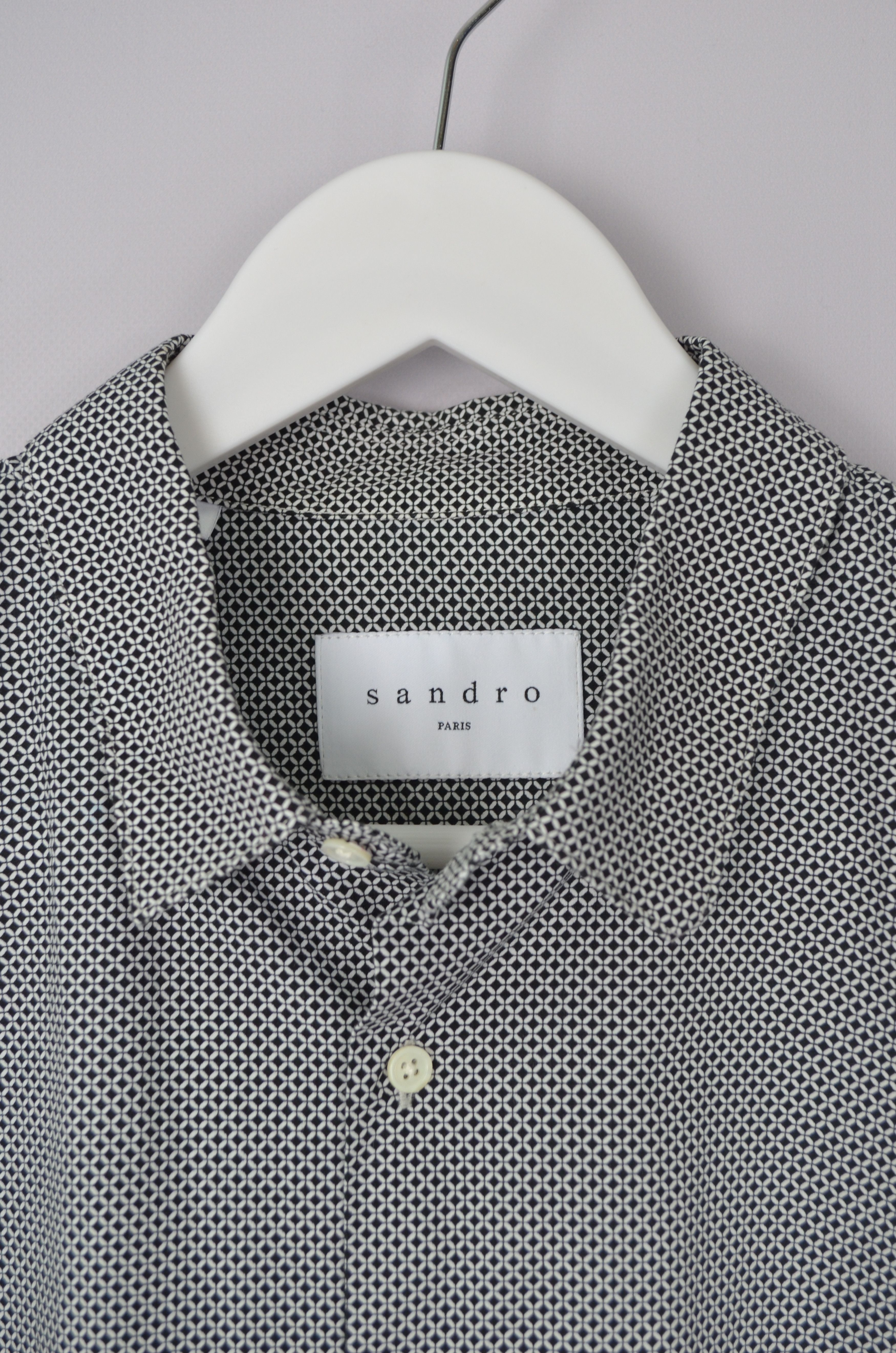 Designer × Sandro SANDRO White Black Abstract Print Shirt Size L Size US L / EU 52-54 / 3 - 6 Thumbnail