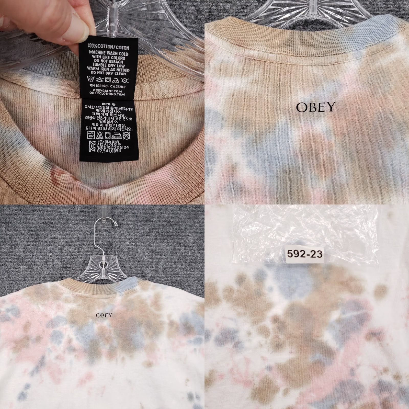 Obey Obey Shirt Medium M White Tie Dye Butterfly Pullover Short Sleeve Tee Mens Size US M / EU 48-50 / 2 - 8 Thumbnail