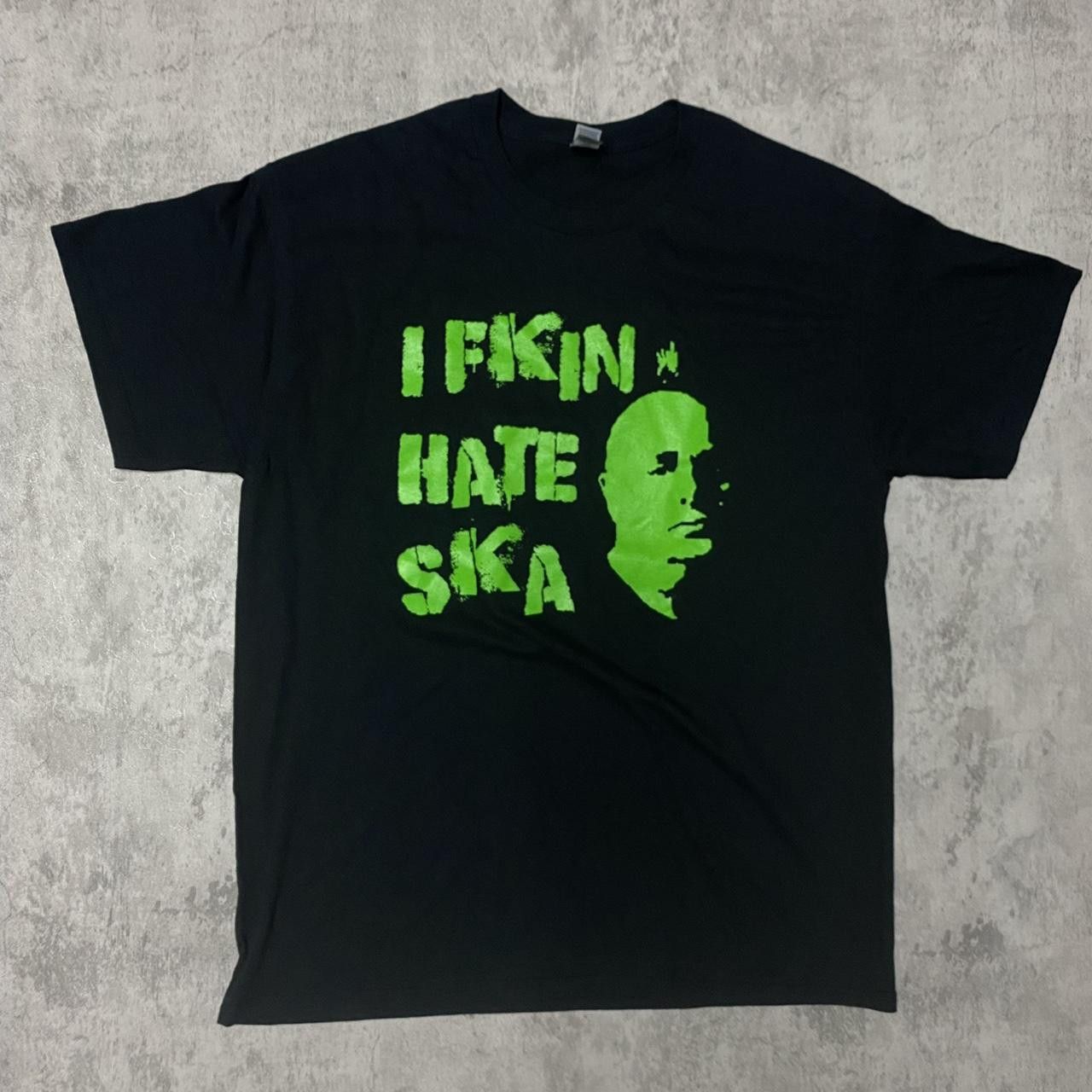 Gildan Black and green "I F**kin Hate Ska" tee #skate Size US XL / EU 56 / 4 - 1 Thumbnail