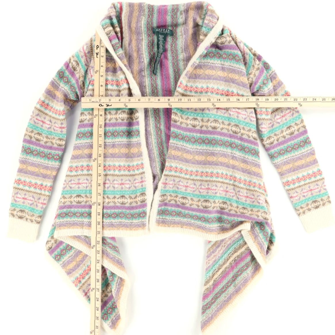 Ralph Lauren VINTAGE Lauren Ralph Lauren Tribal Native Poncho Cardigan Striped Sweatshirt Women's PXS Size XS / US 0-2 / IT 36-38 - 3 Thumbnail