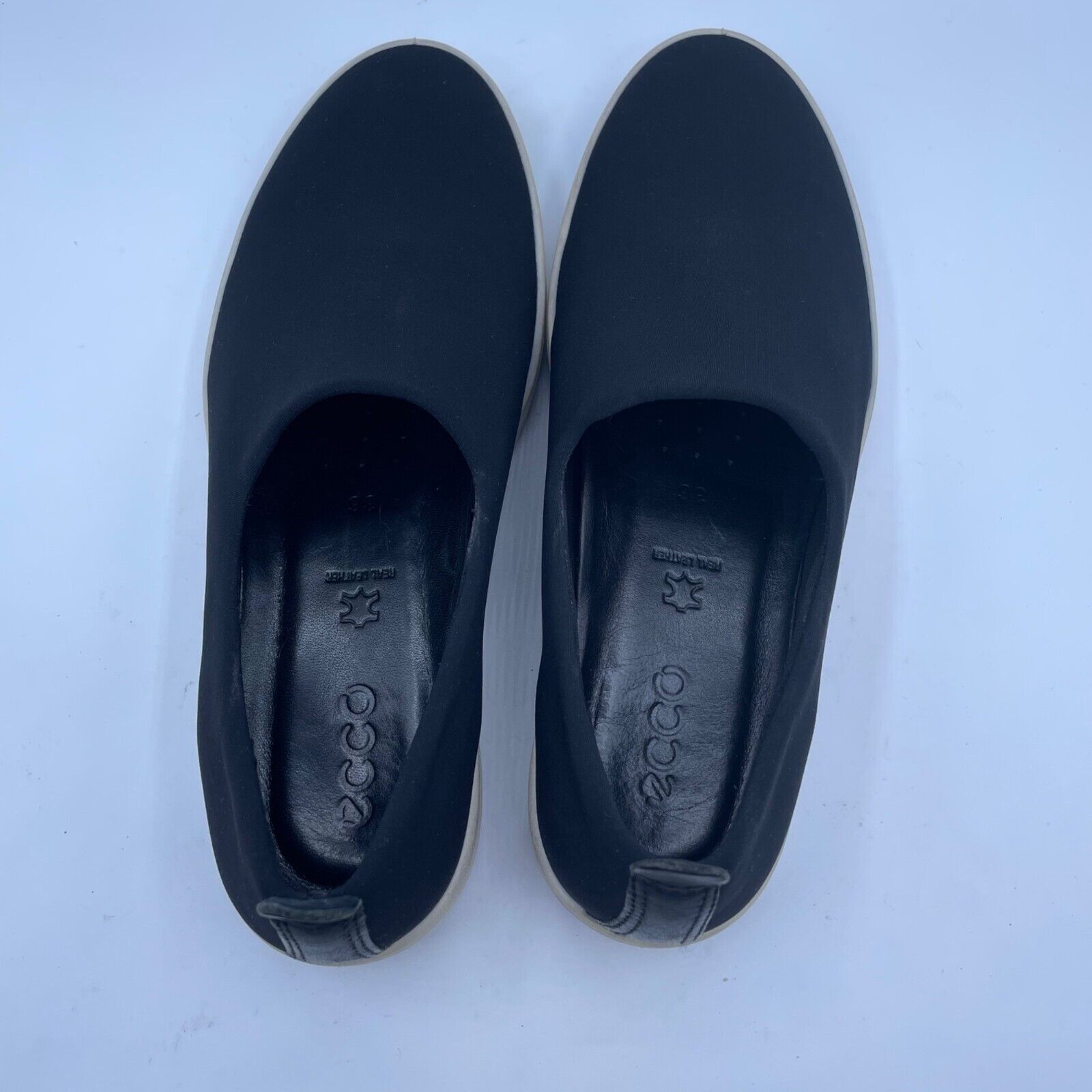 Ecco ecco Soft Slip On Black White Leather Shoes Womens 36 Size US 5 / IT 35 - 8 Thumbnail