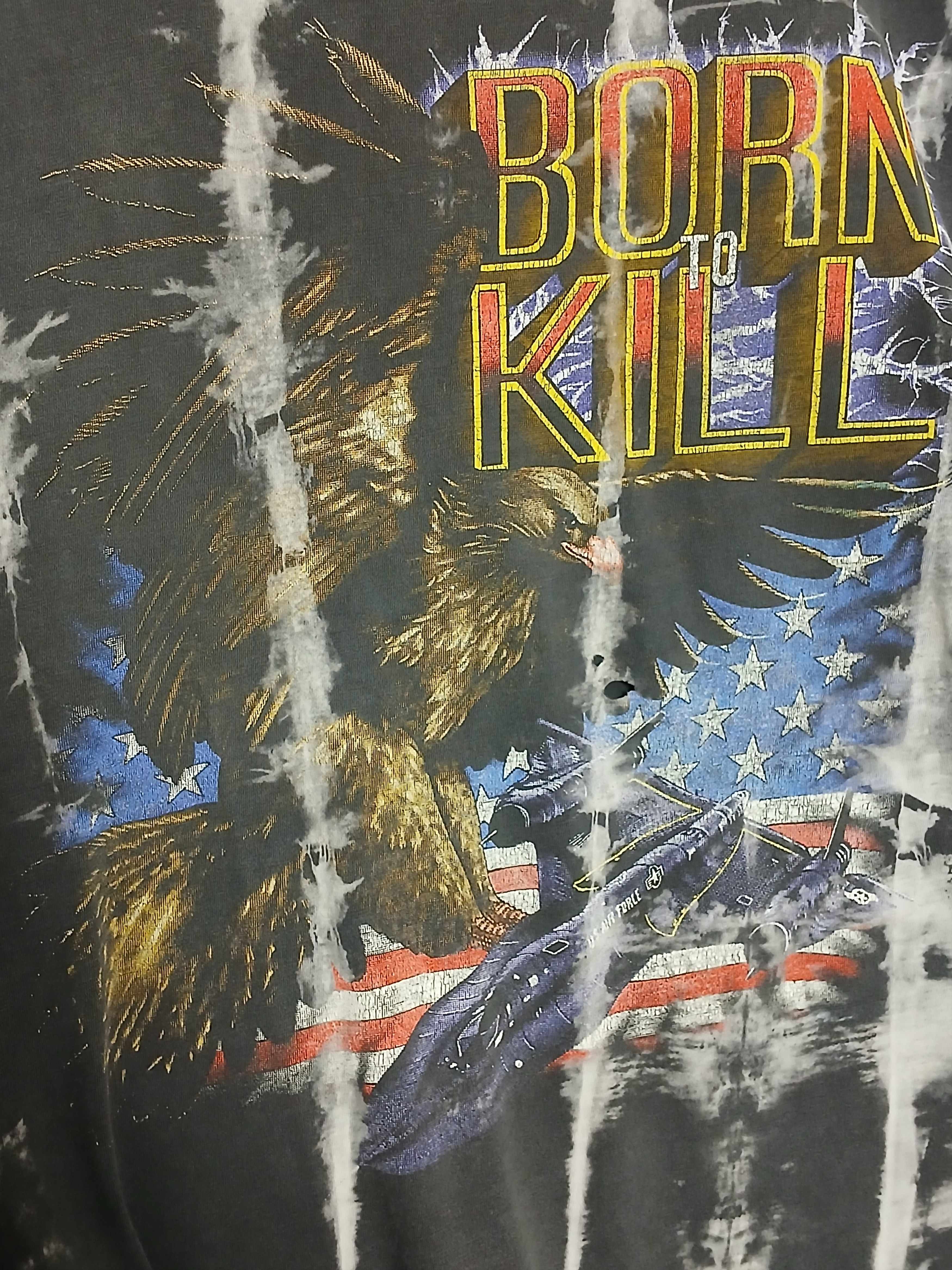 Vintage Vintage USA Air Force Born To Kill T-Shirt Size US XL / EU 56 / 4 - 4 Thumbnail
