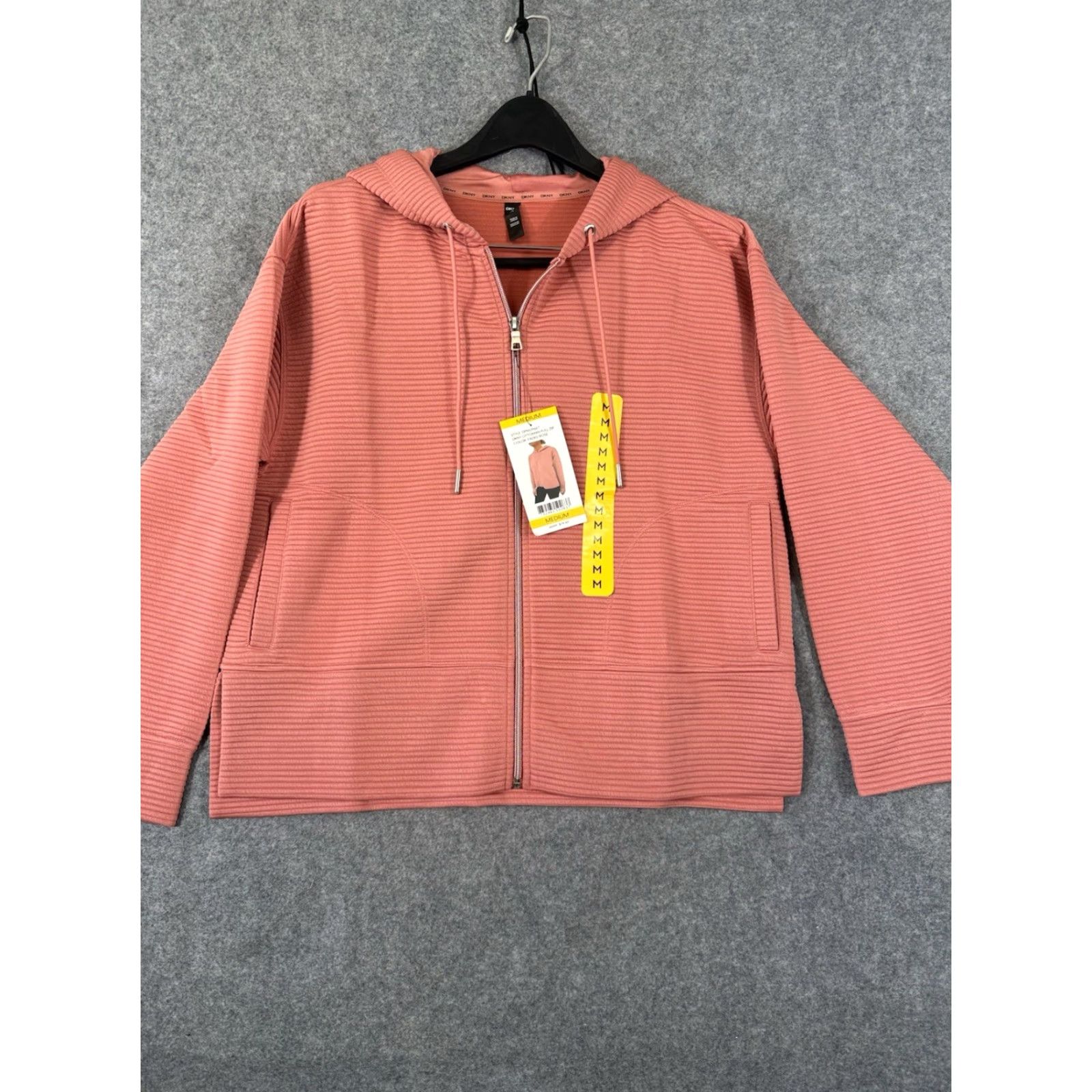 DKNY DKNY Full Zip Hoodie Womens M Faded Rose Ribbed Stretch Pockets NWT Ottoman Structure: Hoodie, DKNY, Pink, White Label? (Oops) Size M / US 6-8 / IT 42-44 - 2 Thumbnail